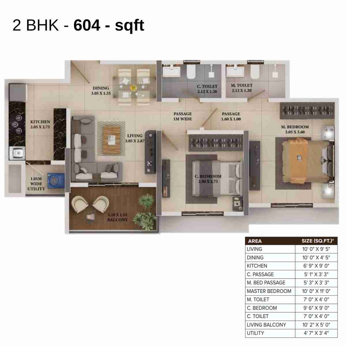 Dosti-Heron-Floor-Plan-Wing-A-604-sqft